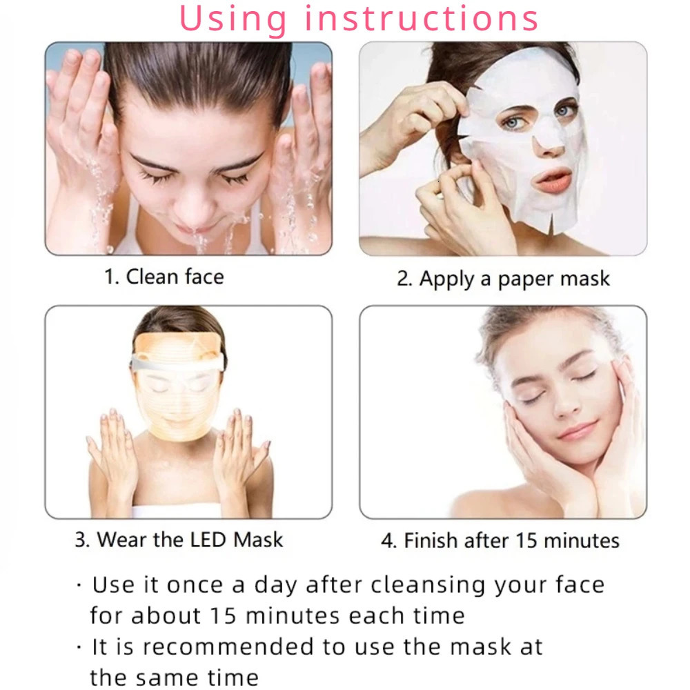 Rechargeable 7-color LED light treatment beauty device Red light treatment skin care LED mask household beauty device 241010