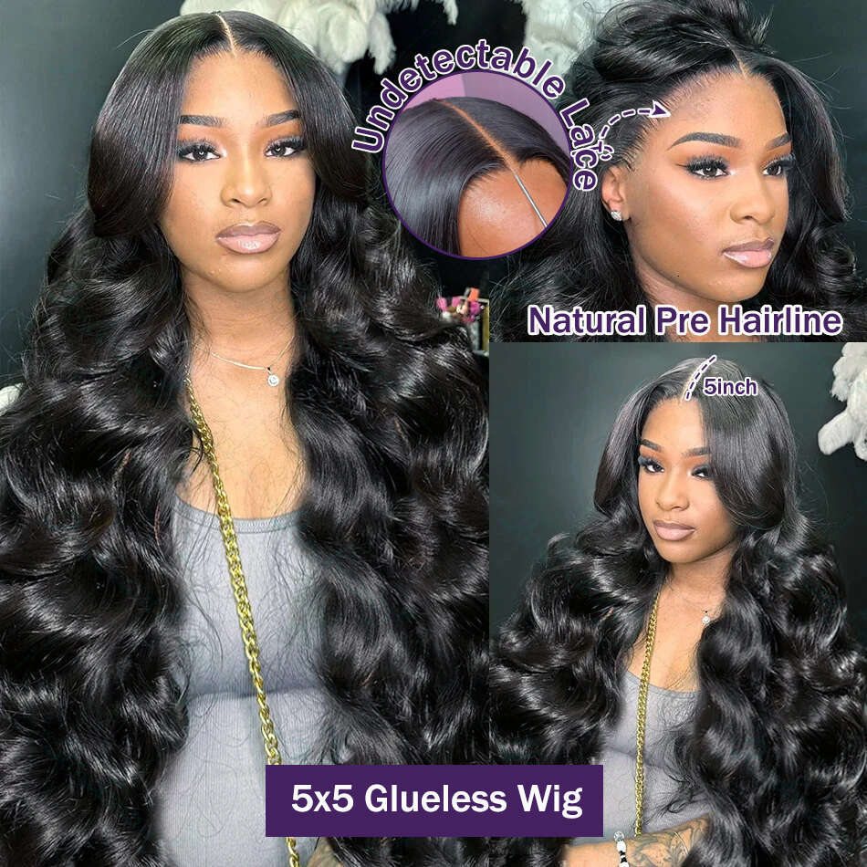 x Density Glueless Human Hair Lace Wig Body Wave Transparent Brazilian PrePlucked Sale