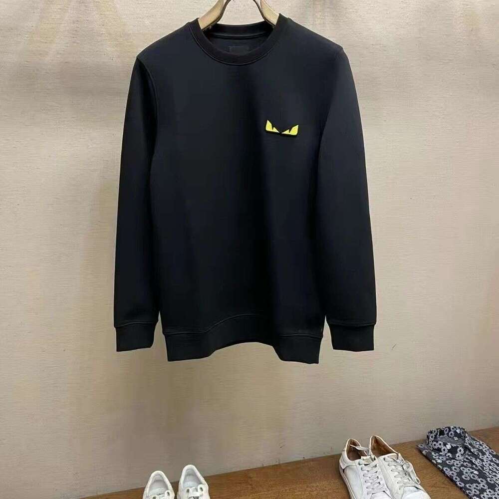 High end and Autumn winter new small monster embroidered pure cotton hoodie men s fashion classic casual round neck pullover top fahion claic caual