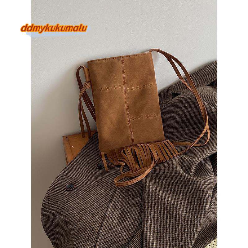 2024 New niche design new women's Bohemian American style tassel frosted crossbody mobile phone bag for women #18 kukumalu