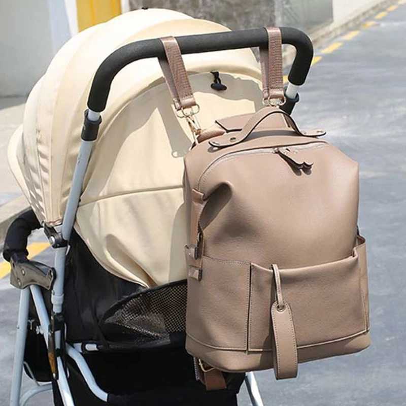 Diaper Bags Multifunction Leather Diaper Bags Large Capacity Baby Bags for Baby Care Changing Bags for Mom Outdoor Travel Maternity Backpack H250207