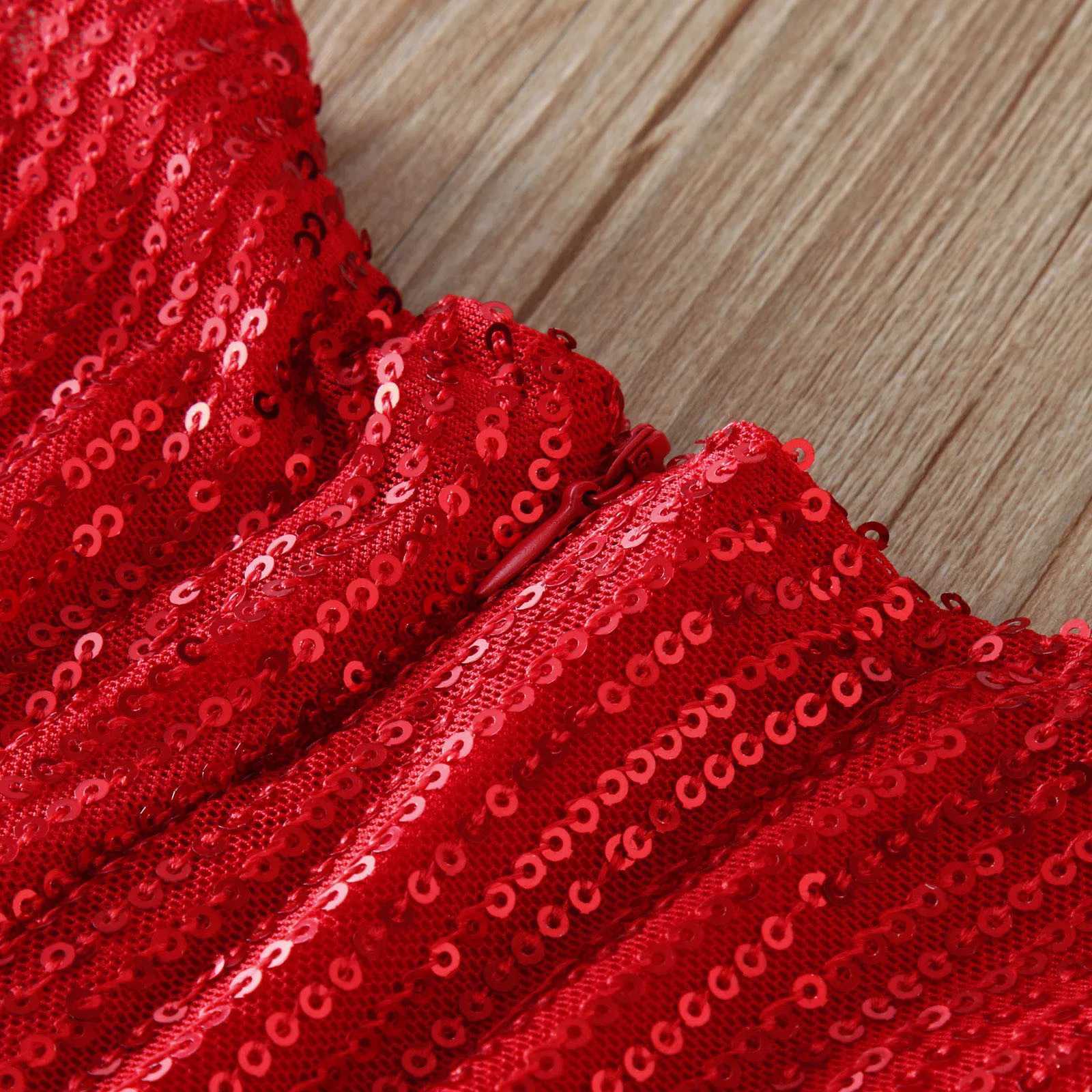 Women Baby Girls Sequins Slim Dress Fashion O-neck Long Sleeve Parent-child Outfit Mother Daughter Party Dress ibu anak bokepXJ241008