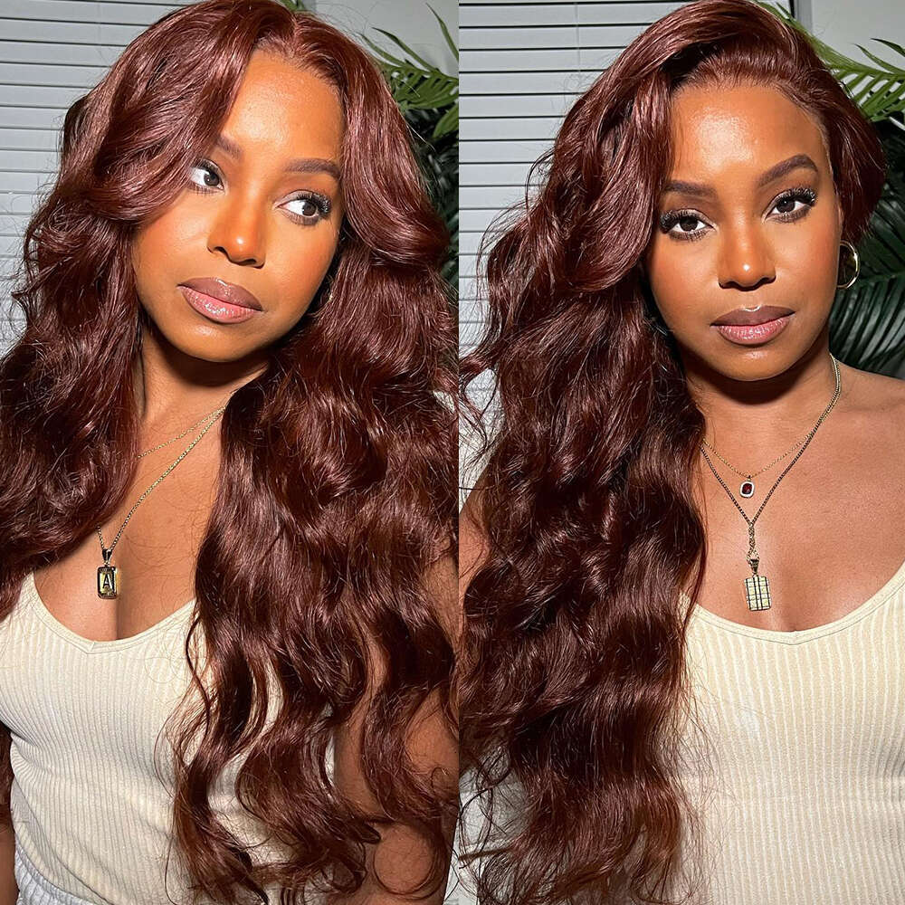 13x6 Reddish Body Wave Front for Women Brown Colored Human Hair Wig 13X4 Hd Lace Frontal Wigs 250%