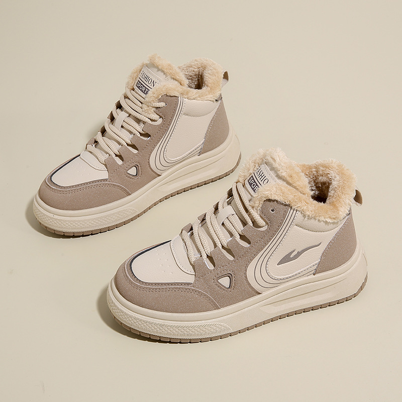 version thick soled high top women's winter with plush versatile student casual sports cotton shoes