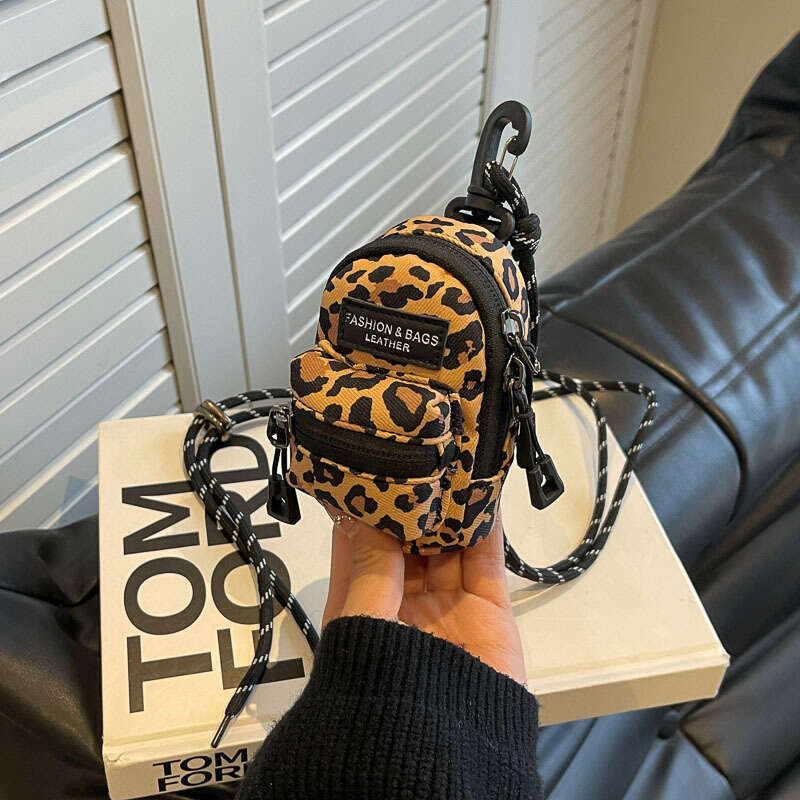 Korean Fashionable Retro Plaid Leopard Printing Children's Mini Basket Women's Shoulder Crossbody Bag