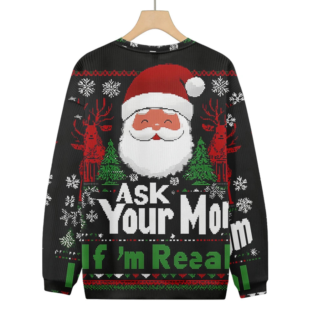 Arrivals Mens Warm Pullovers Unisex Casual Sweater Christmas Comfortable Fabric Ask Your Mom Printed 241022