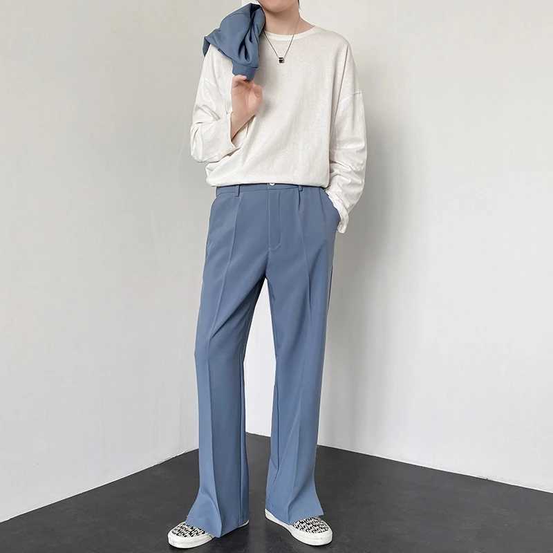 New Men Suit Pants Korean Casual Pant Neutral Solid Fashion Design Wide Leg Business Comfortable Trousers Straight StreetwearX241023