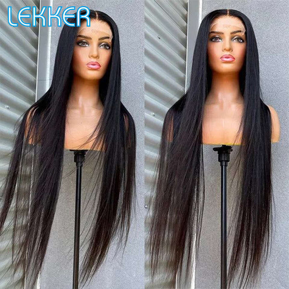 Lekker Bone Straight Transparent Frontal Human For Women Pre Plucked Glueless Brazilian Remy Hair HD Lace Long Wig