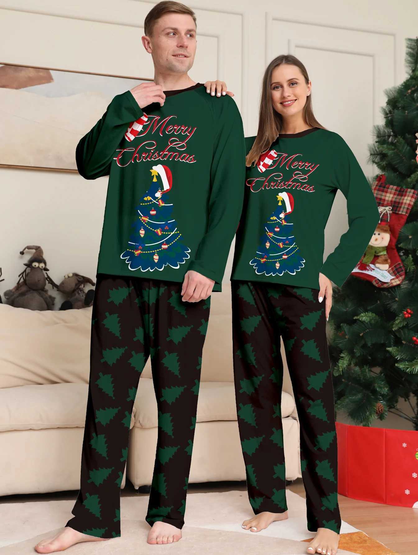 2024 Christmas Pajamas Family Father Mother Kids Girl Baby Top+pants Matching Outfits Clothes Set Xmas Pyjamas HomewearXJ241008