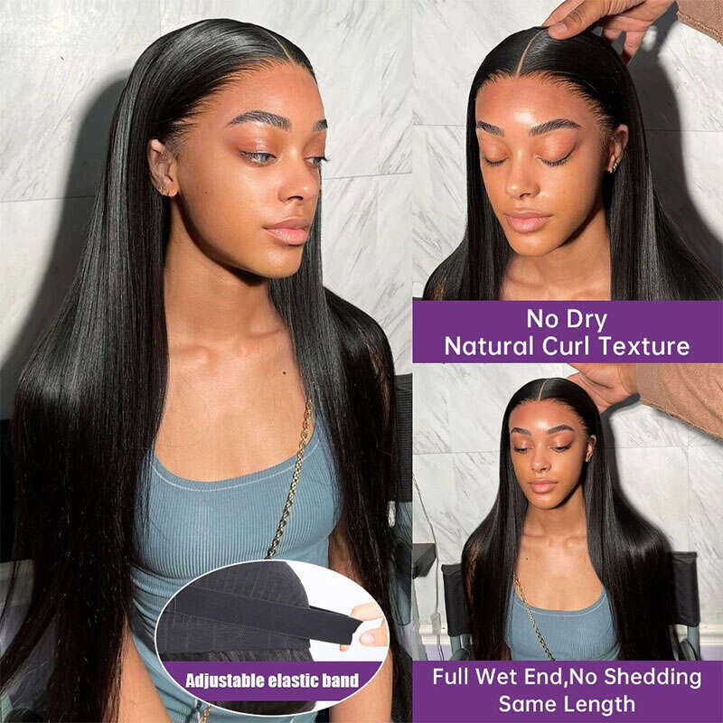 Glueless Wig Bone Straight Front Human Brazilian Remy Hair Transparent Lace Closure Wigs For Women
