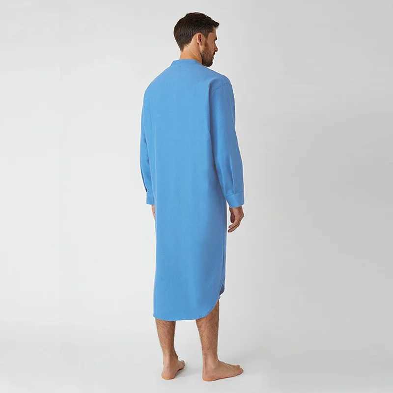 Fashionable mens luminous long sleeved button up high neck solid color shirt style slim fit mens Spwear Robes W241023