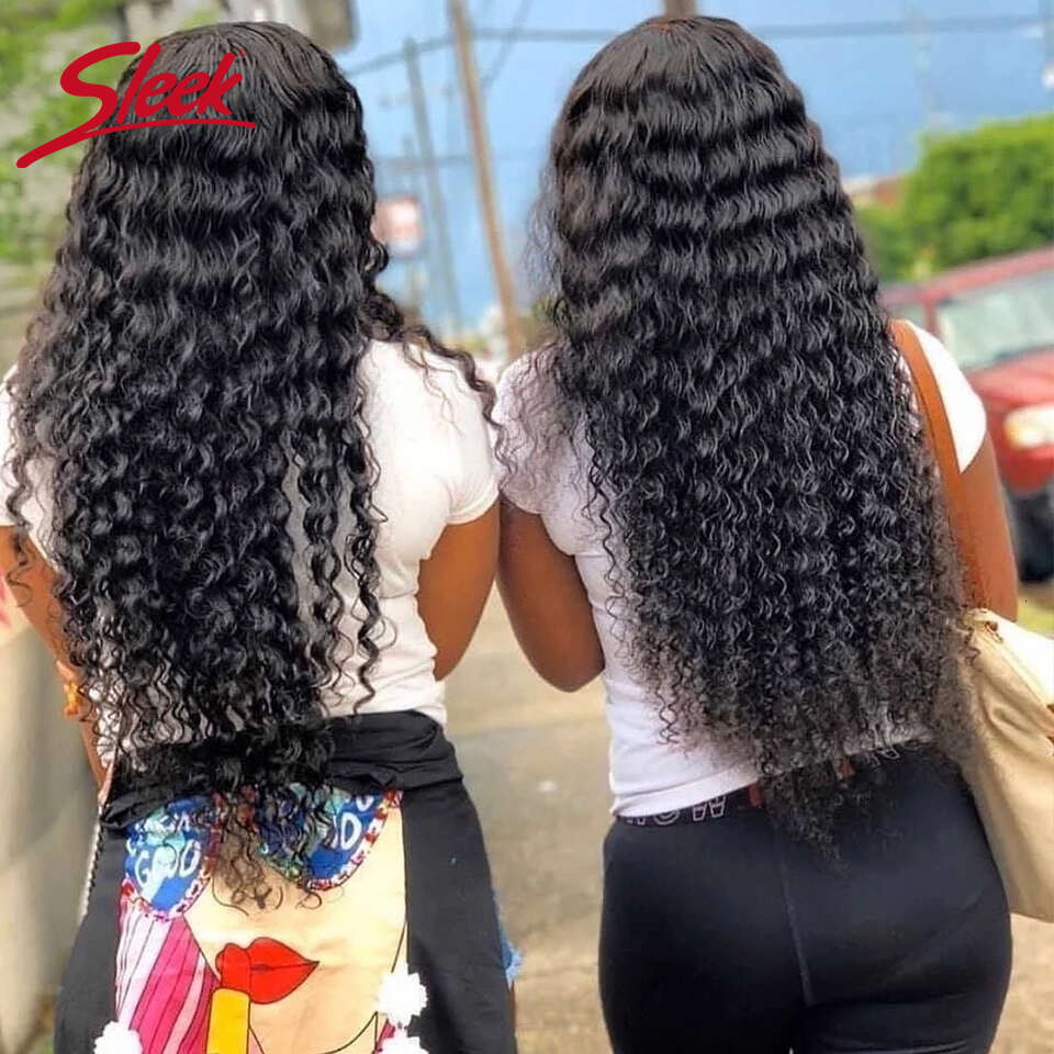 Sleek Dark Brazilian Deep U Part 100% Real Nature Remy Water Wave Brown 2# Human Hair Wigs For Black Women