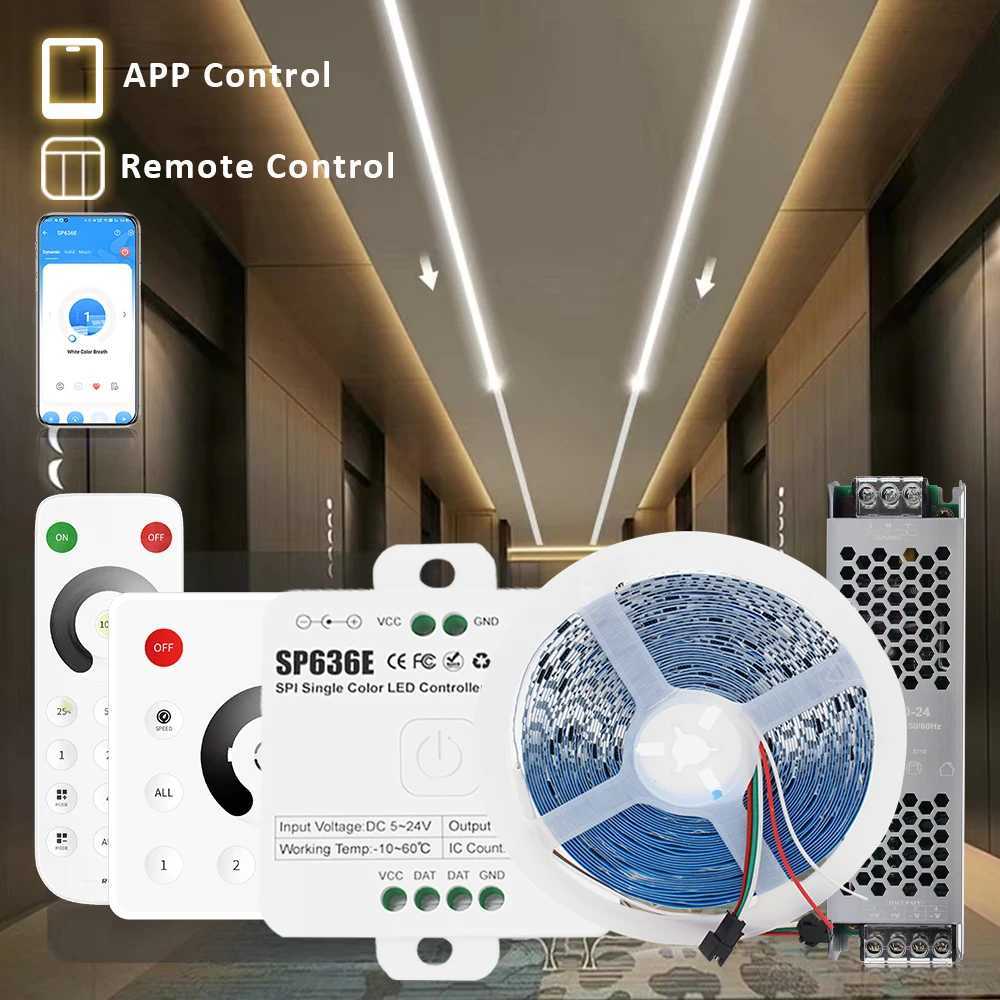 24V WS2811 Running Water Flowing Led Strip Light 2835 10M 15M 20M Horse Race Tape Lamp with SP636E BanlanX App 2.4G ControllerLX241023