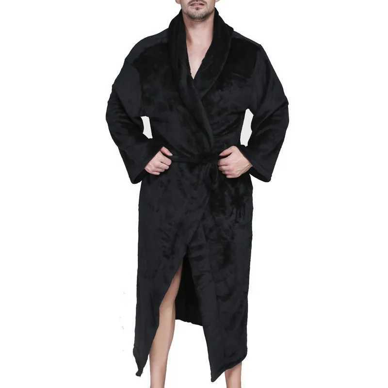 Mens Winter Plus 10XL 12XL Long Flannel Fce Bathroom Kimono Warm Bath Robe Mens Comfortable Robe Night Spwear W241023