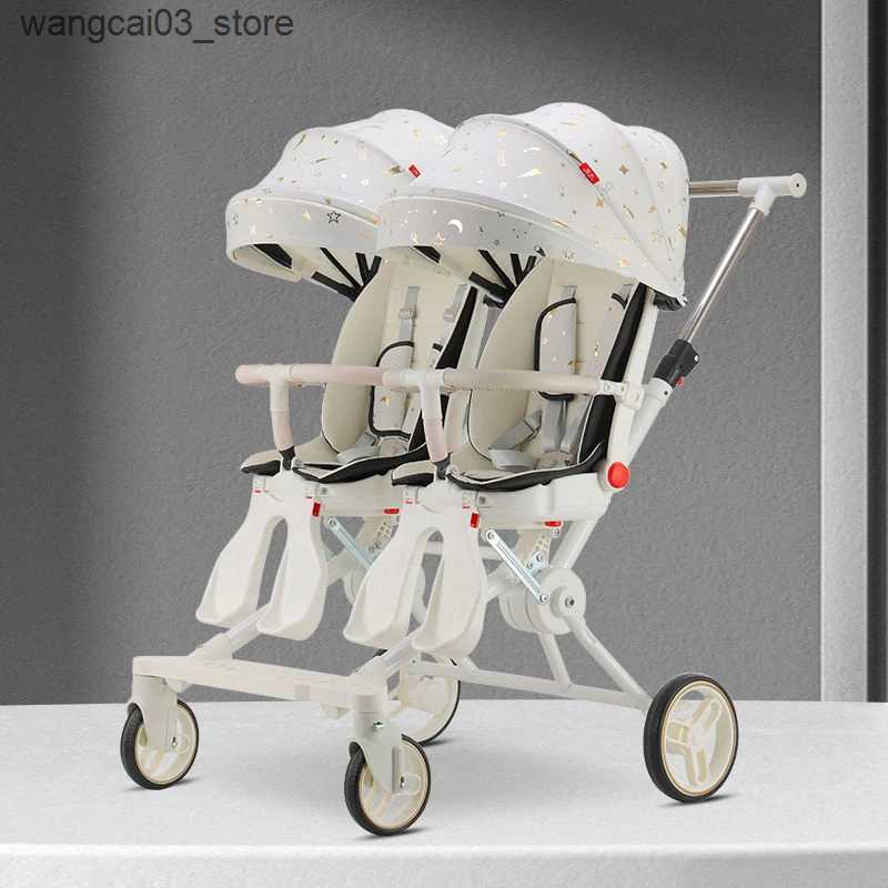 Strollers# Twin Strollers Double Pushchair For 2 Children Carro Para Bebs Gemelos Prams Portable Infant Buggy Foldable L240910