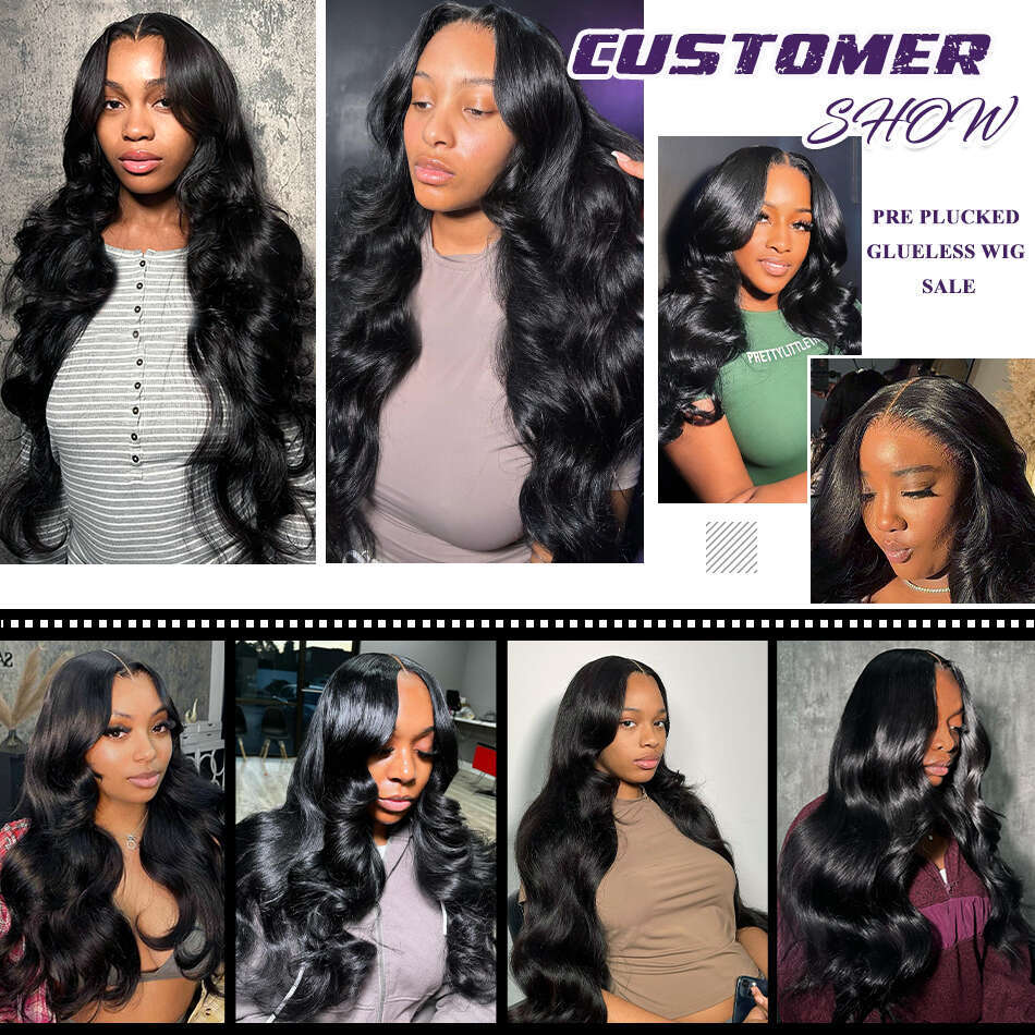 x Density Glueless Human Hair Lace Wig Body Wave Transparent Brazilian PrePlucked Sale