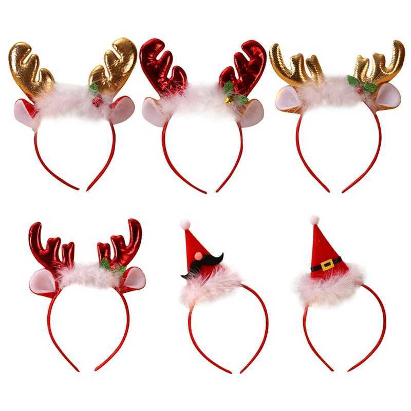 Christmas Headband Santa Tree Elk Antlers Hairhoop Kid Adults Headwear Reindeer Elf Ears Christmas Party Decorations PropX241021