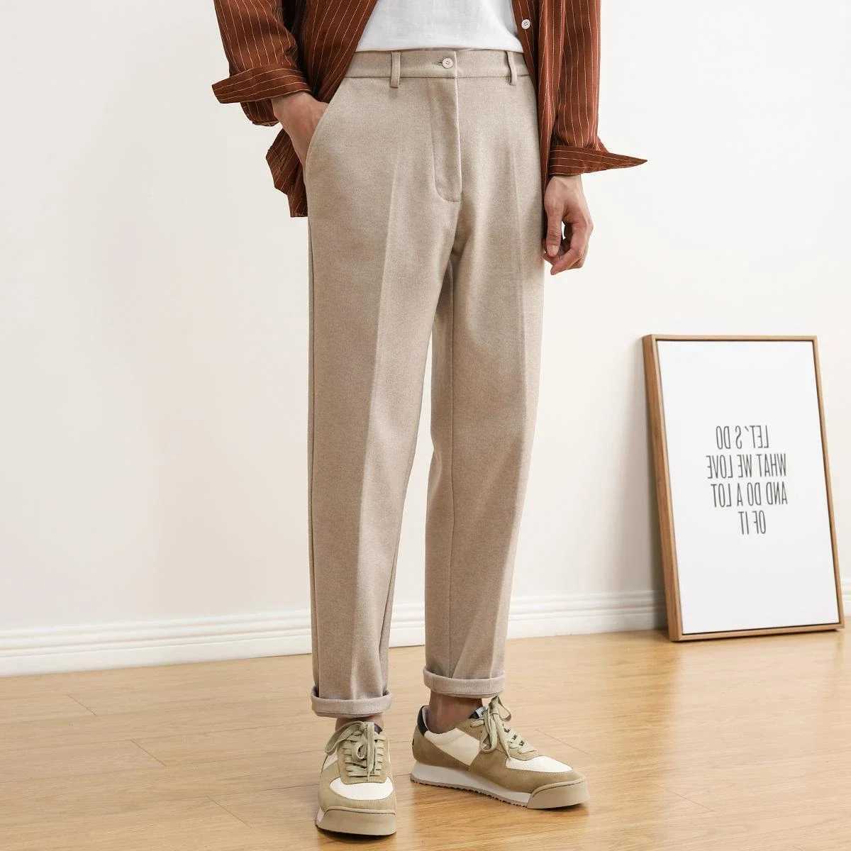 Khi Slim Fit Trousers for Men Brown Tressed Man Suits Pants Cheap Summer 2024 New in Dress Work Wear Ele Clothes Offer UpX241023