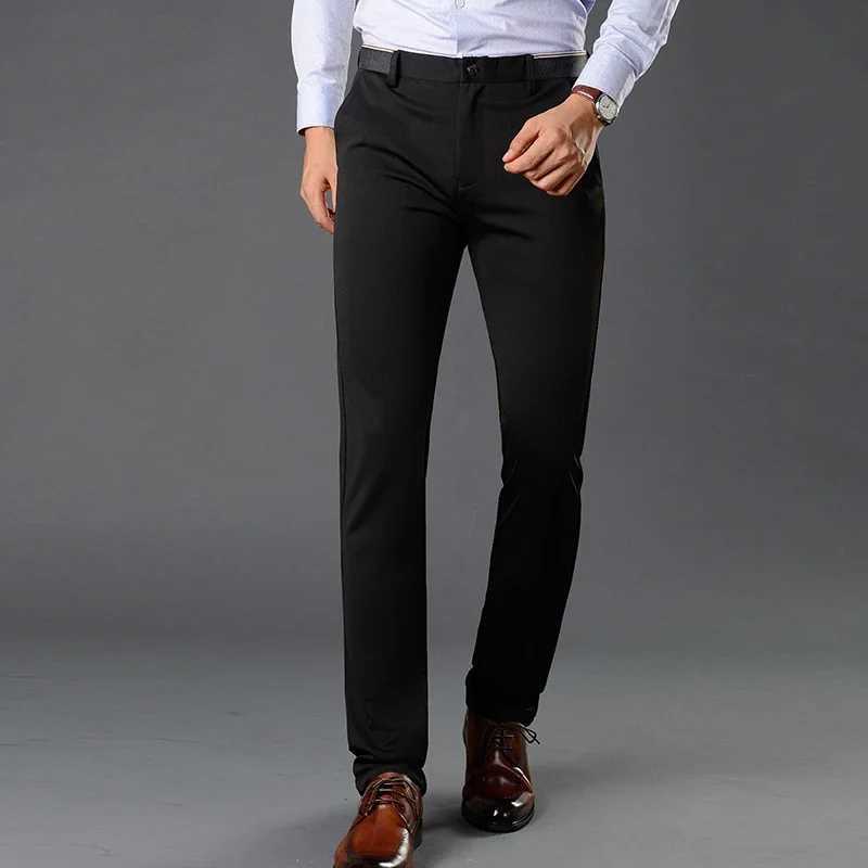 Dress Trousers for Men Elastic Premium Business Pants No-Iron Straight-Fit Flat-Front Men Suit Pants Fashion Dress Pants FormalX241023