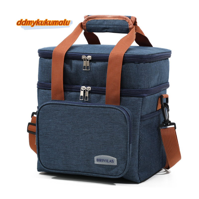 New double-layer lunch large capacity ice pack, outdoor camping with food, picnic bag, crossbody insulation bag #18 kukumalu