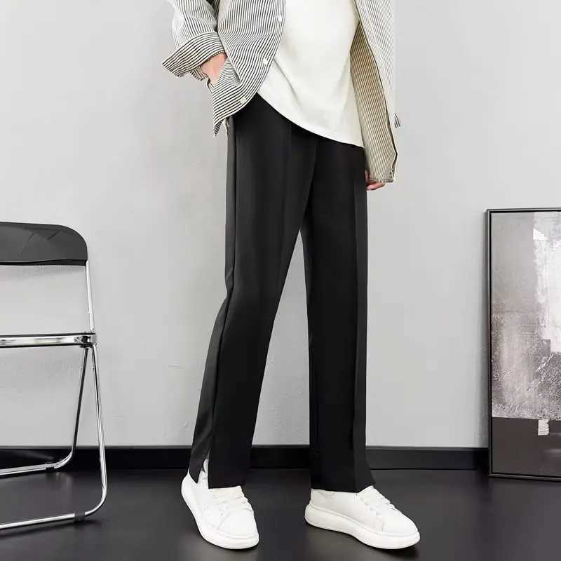 Black Suit Pants Men Slim fit Fashion Society Mens Dress Pants Korean Solid Color Straight Trousers Mens Office Formal PantsX241023