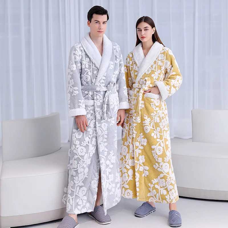 Valentines Dress Womens Winter Flannel Bathroom Thickened Kimono Bathroom Dress Spwar Night Wear Plus Size 3XL Night Dress W241023