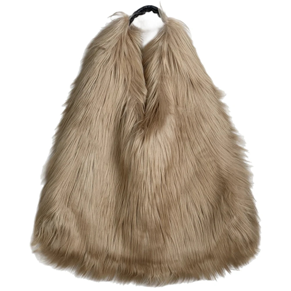 Womens fluffy shoulder bag Hass matte handbag casual faux fur handbag Versatile large capacity girls handbag 241023
