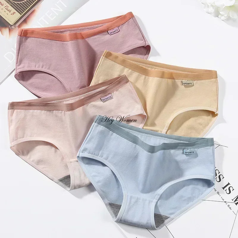 2025 New designer women s underwear simple Japanese style mid waist comfortable trend sports cotton girls close fitting
