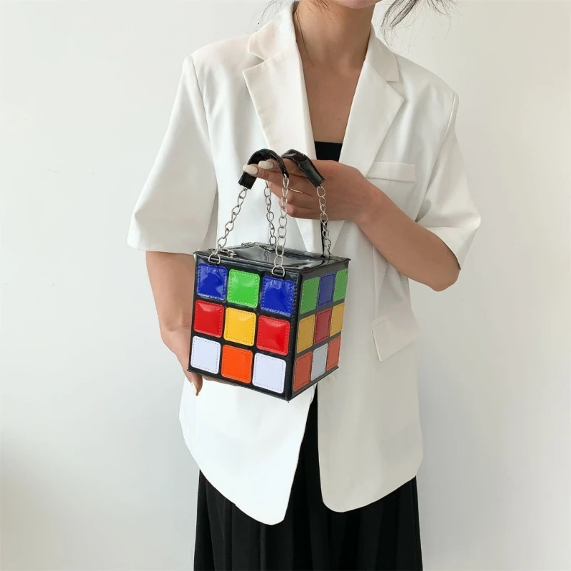 Womens cubic handbag square box clutch bag colorful wallet 241023