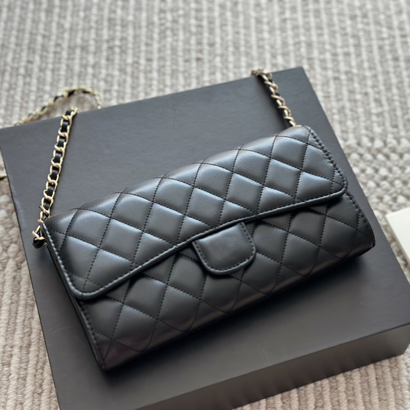 Woc Designer Womens Shoulder Bag Leather Diamond Gold Hardware Metal Luxury Handbag Matelasse Crossbody Bag Multi-Function Card Holder Makeup Bag