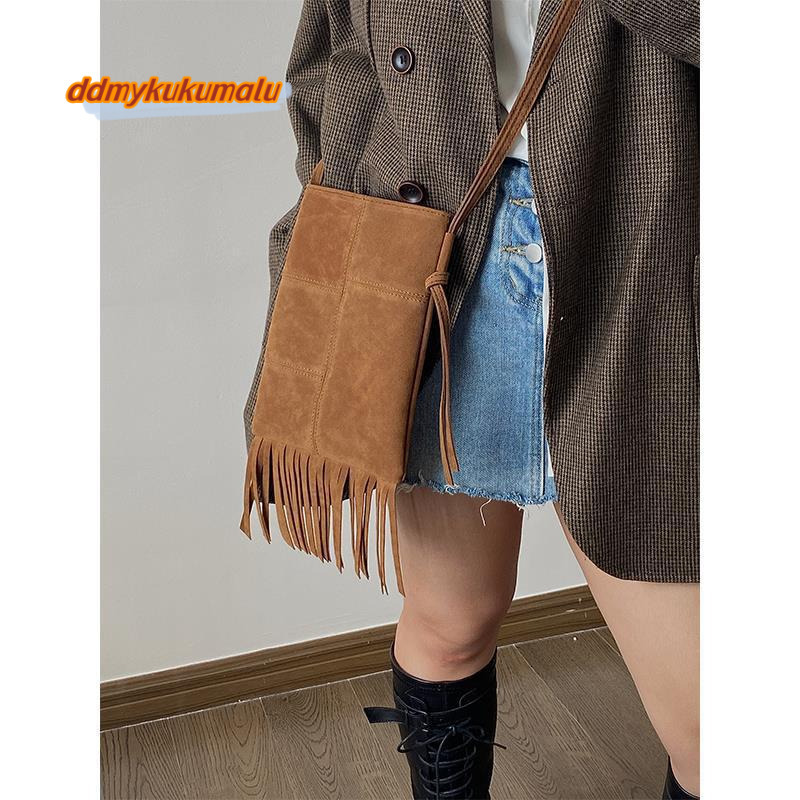 2024 New niche design new women's Bohemian American style tassel frosted crossbody mobile phone bag for women #18 kukumalu