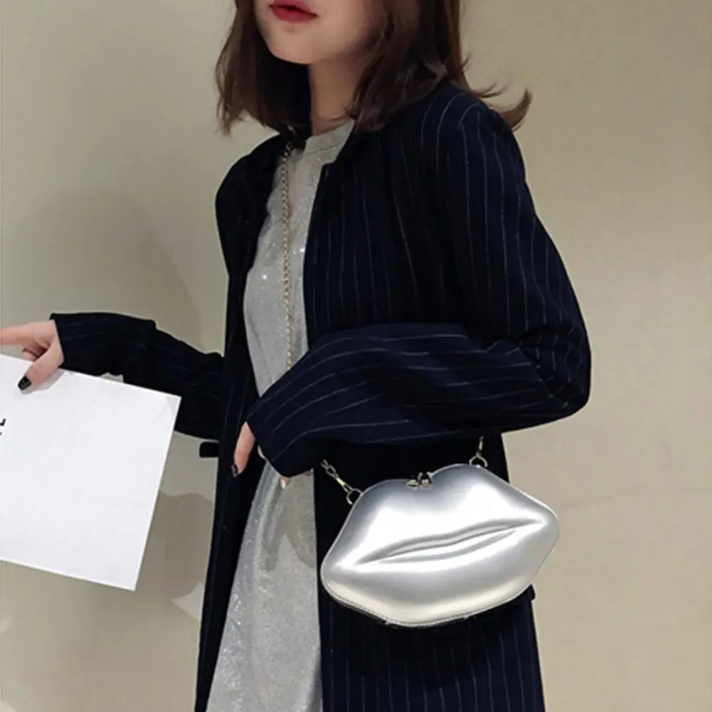 Handbags coin bags coin bags tote bags lip shaped bags shoulder bags PVC handbags mini crossover bags 241023