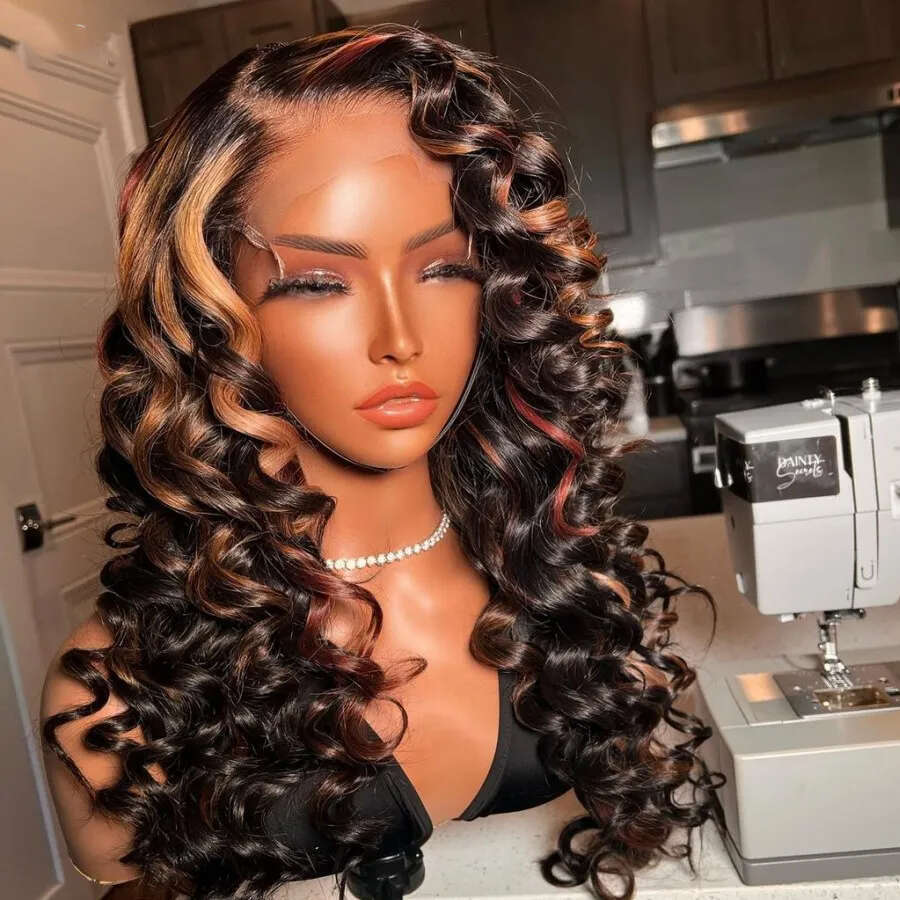 40 Inch Highlight HD Loose Deep Wave Frontal Wig 13x6 13x4 Honey Blonde Lace Front Human Hair Wigs PrePlucked 250% Density