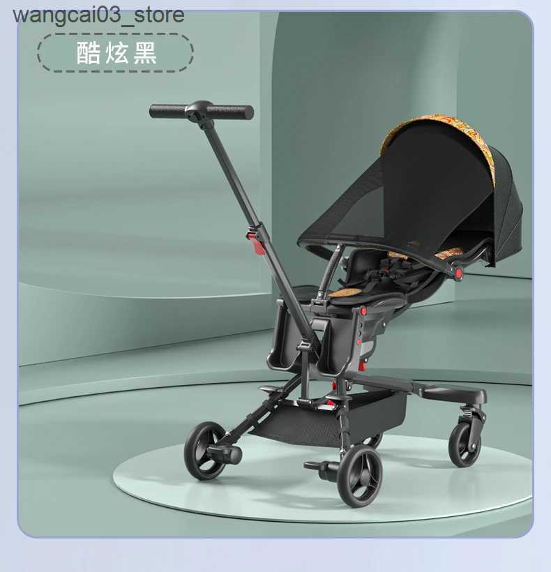 Strollers# Stroller Childrens Cart Lay Flat Prams Portable Travel Baby Carriage Luxury High Landscape Baby Seat Rotation Commutation L240910