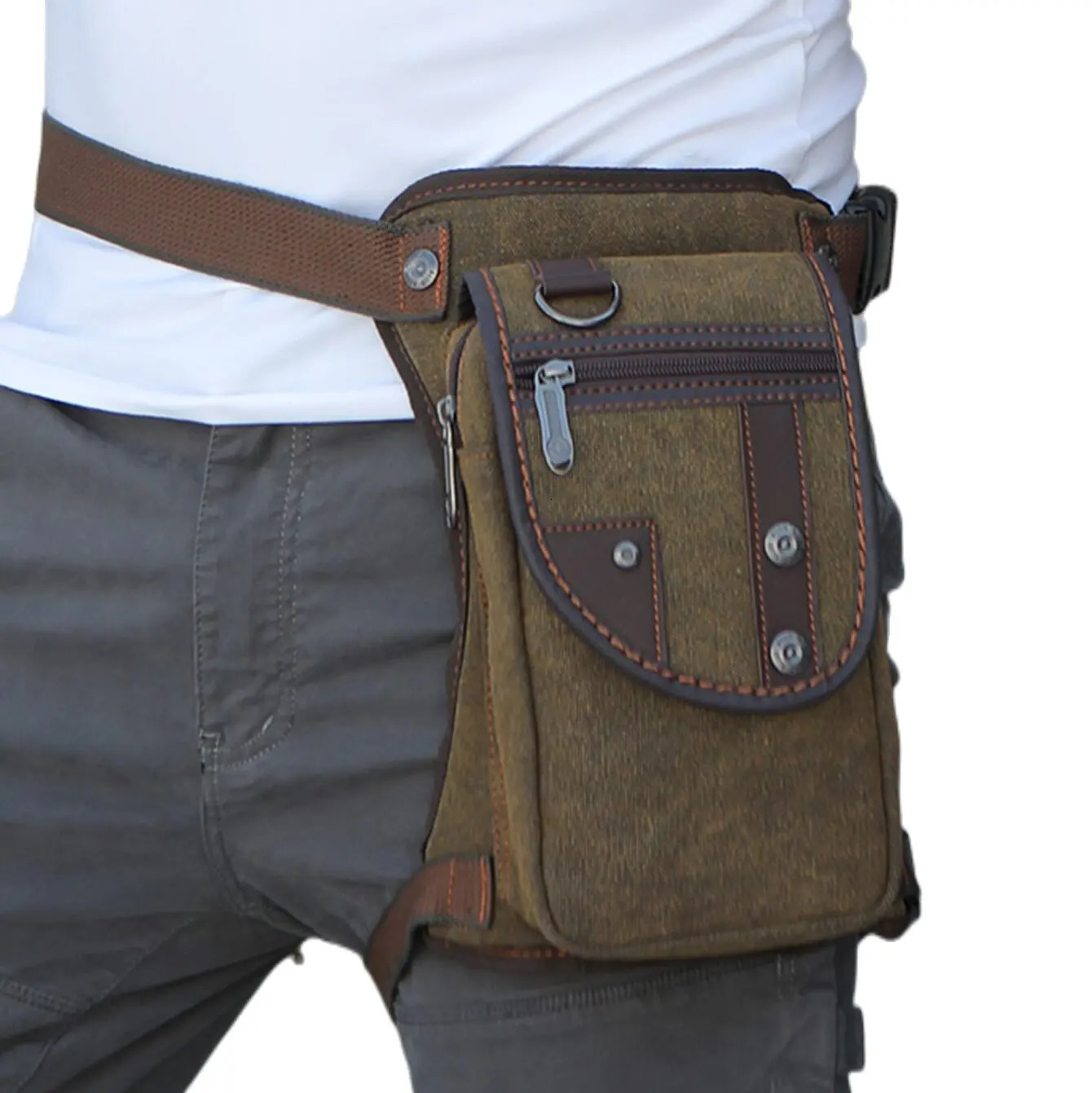 Mens straight leg Fanny waist bag motorcycle rider outdoor sports travel climbing cross body bag mens strap Hip Bum thick bag 241023