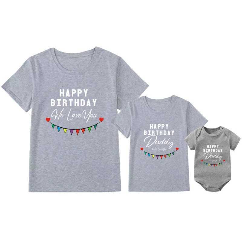 Happy Birthday Daddy We Love You Family Matching Outfits Gift to Dad Mother and Kids Shirts Baby Bodysuit Birthday PresentsXJ241008