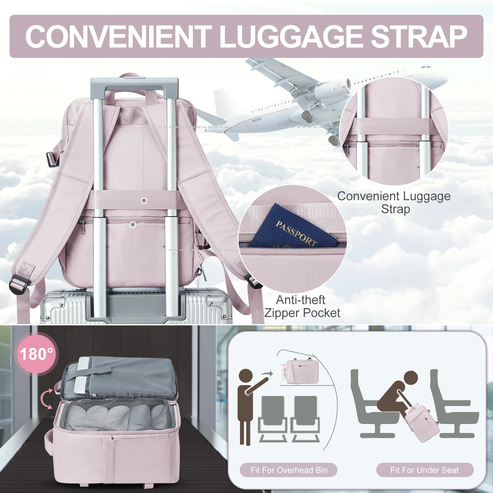 Womens backpack travel bag cabin bag Ryanair 40x20x25 plane travel bag mens Laotop backpack Wizzair carry it with you 241023