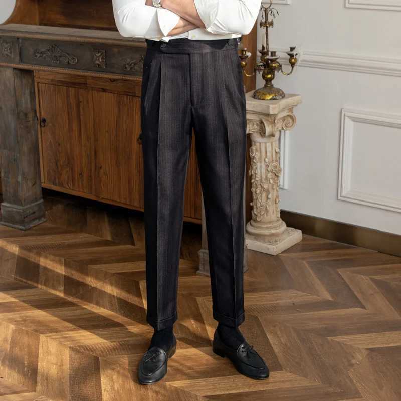 High Waist Business Dress Pants Men Ankle Length Office Social Slim Fit Suit Pant Classic Streetwear Trousers Pantalones HombreX241023