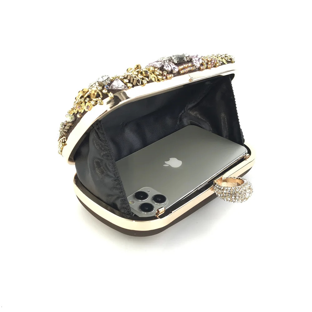 Amiqi Exquisite Handmade Handbag Womens Beaded Diamond Womens Dinner Bag Bridal Ball Clutch er Handbag Bolsa Fe 241023