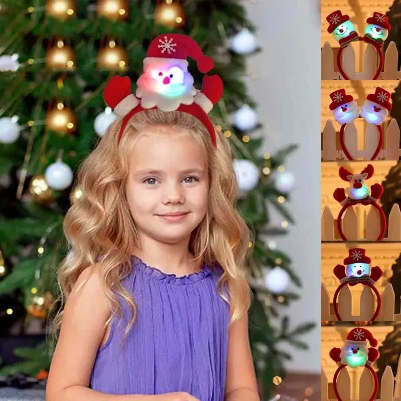 Christmas Headband Santa Claus Elk Antlers Reindeer Headband Cosplay Ears Led Glowing Ornaments Party Christmas Hair AccessoriesX241022