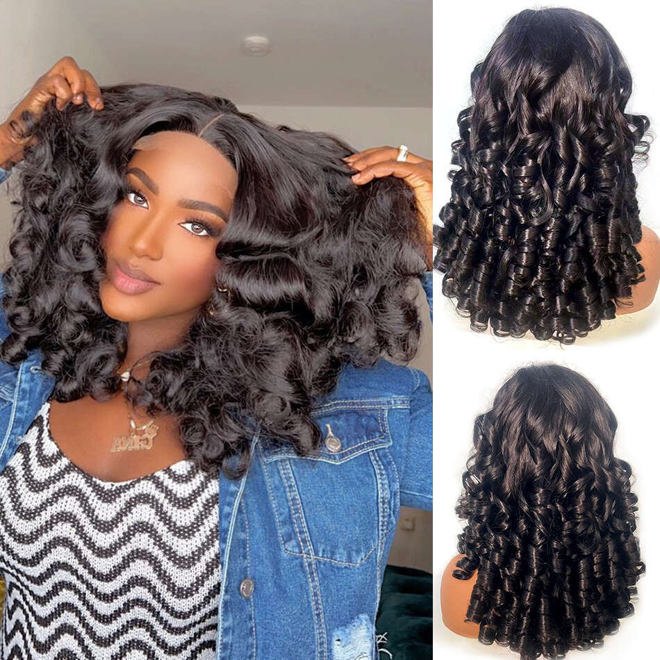 100% Vieamese Raw Hair Wigs 250 Density Ombre Double Drawn Bouncy Curly Loose Wave 13x4 HD Lace Front Glueless Wig Pre Plucked