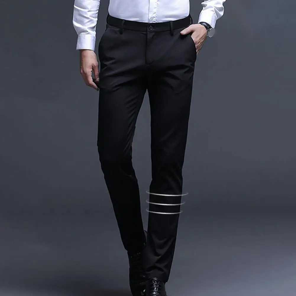 Brand Clothing Spring Summer Straight Suit Pants Men Business Fashion Red Black Blue Solid Color Formal Trousers Large SizeXJ241023