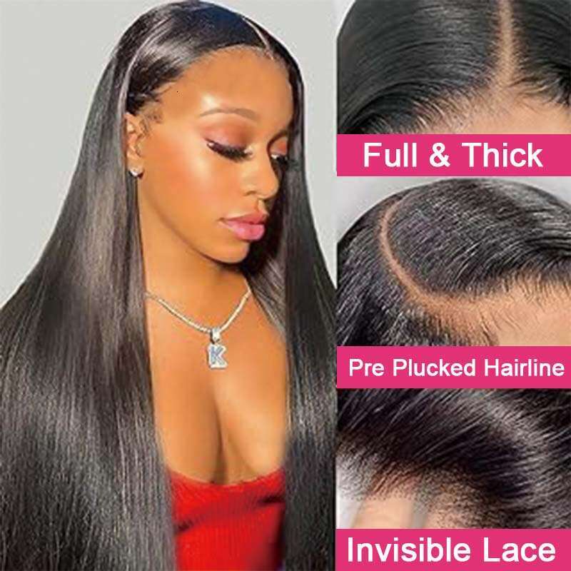 High 300 Density Lace Wigs Super Double Drawn Bone Straight Lace Front Wig 100% Brazilian Remy Lace Frontal pre Plucked Wigs