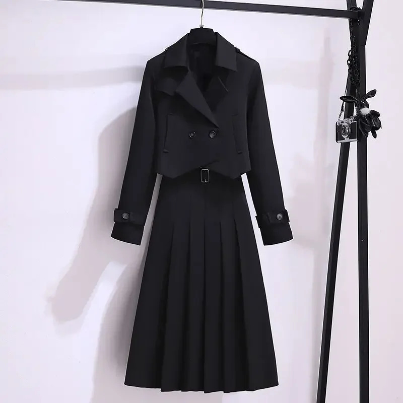 Plus size womens clothing set jacket skirt 2-piece set autumn French womens emotional set 241023