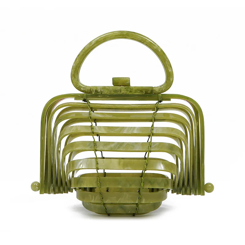 Vacation Beach Bag Acrylic Basket Hollow Out Handbag Folding Shell Bag 241023