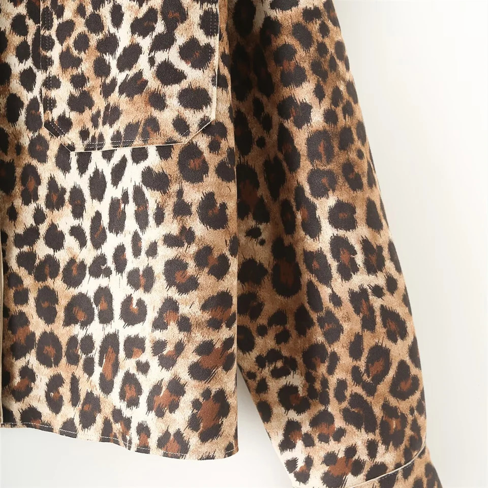 PB ZA Autumn Womens Fashion Temperature Leopard Texture Effect Jacket Long Sleeve Jacket 241023