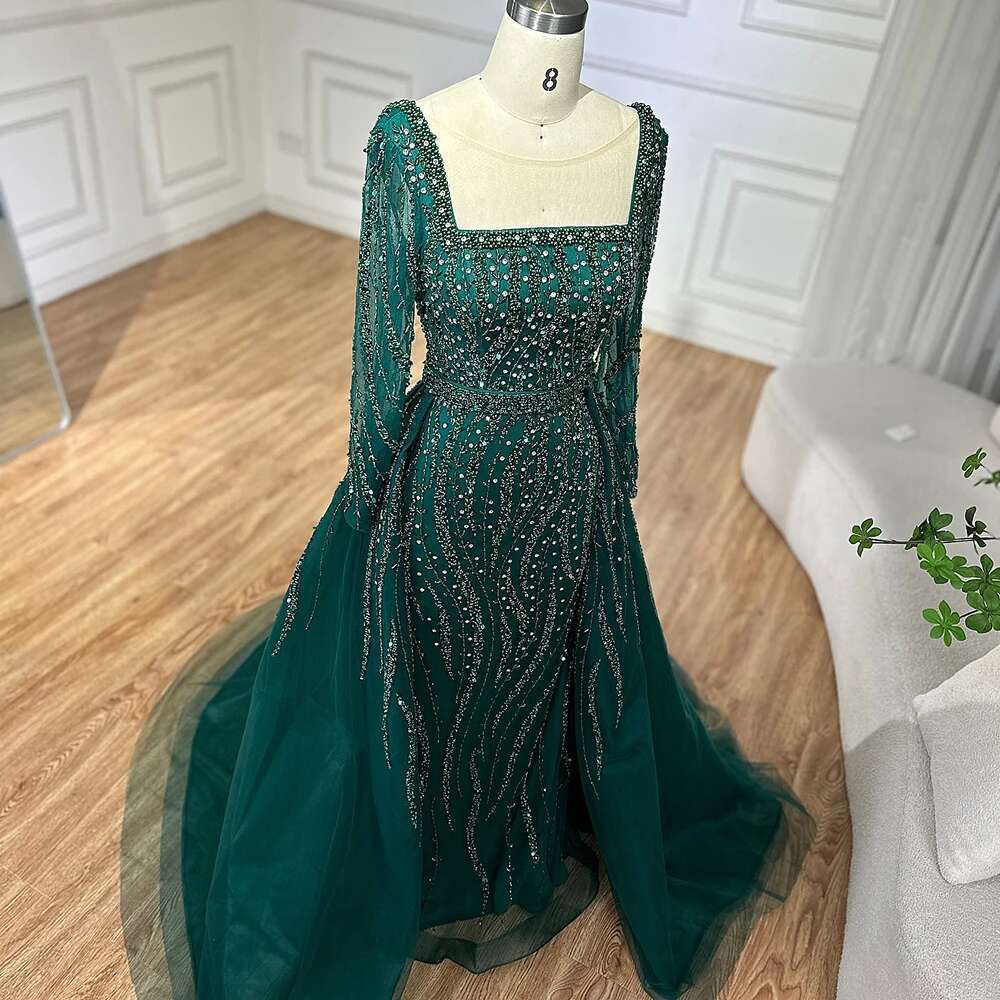 Serene Hill Arabic Green With Overskirt Mermaid Beaded Evening Dresses Gowns for Formal Ocn 2024