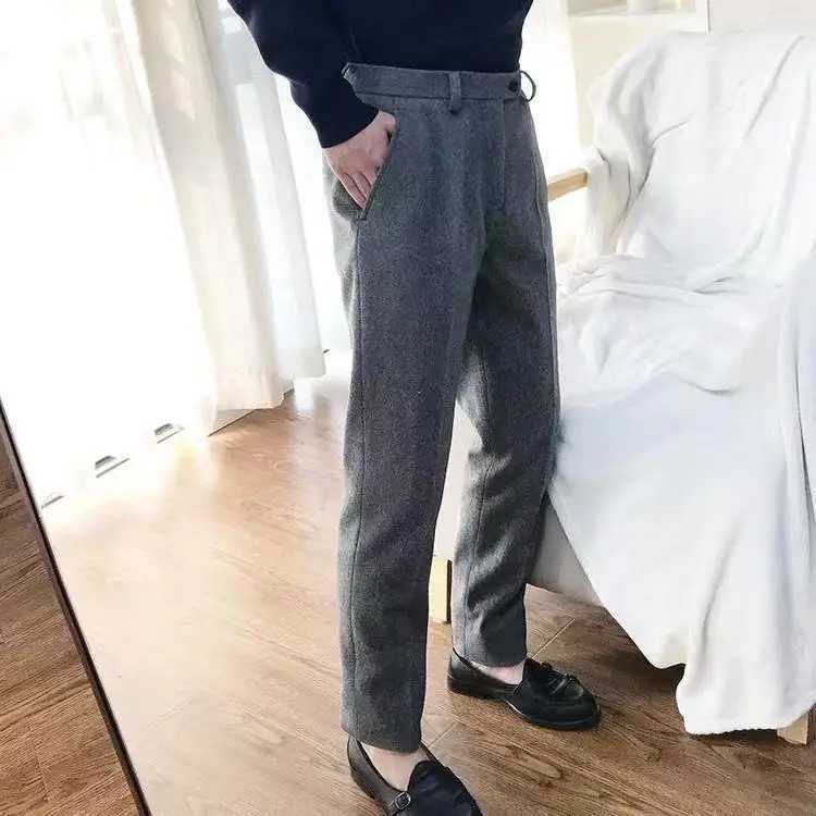 Mens Grey Bone Mens Trouser Retro Autumn Wool Coarse Floral Pants Mens Clothing Size Up Mens TrouserXJ250412