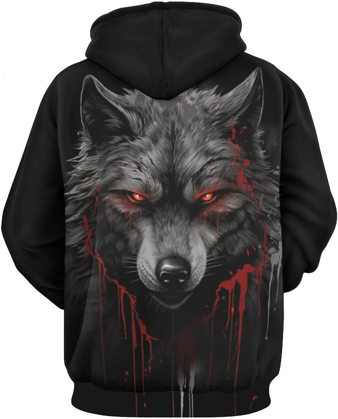 Hoodie for Mens Womens Mens Red Eyed Wolf Hoodie Novelty Animal Sweatshirt Fashion Long Sleeve Hoodies Graphic Hoodies sweatshirt Trendy Warmth