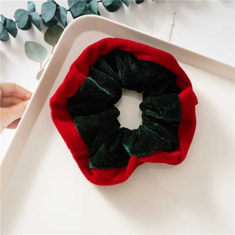 Muweordy Christmas Style Scrunchies Fashion Vintage Simple Hair Accessories Rubber Band Hair Band Red Green Hair Ring for WomenX241021